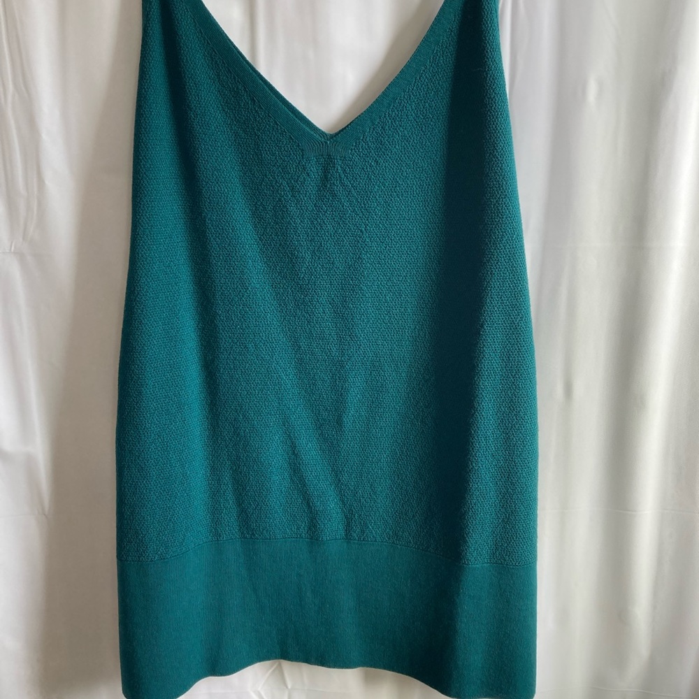 💕FINAL DROP LAST CHANCE💕 Lafayette 148 New York V-NECK TANK Deep Lagoon Large - Picture 4 of 8